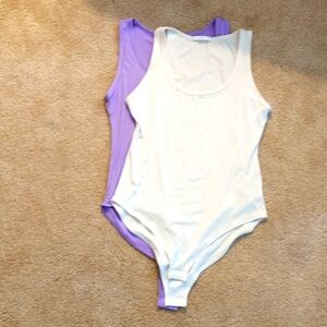 NWOT Purple and White tank bodysuits
